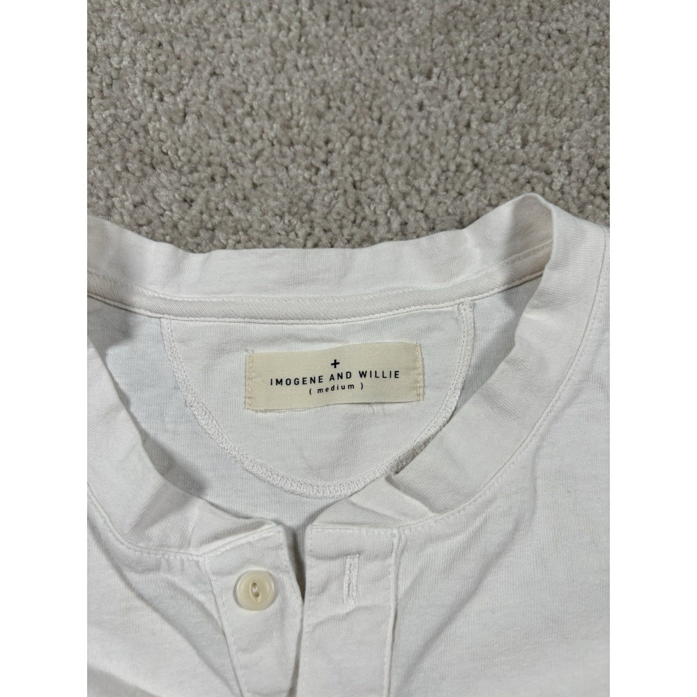 Imogene + Willie Men's Long Sleeve Henley Shirt White Off-White Size M - Picture 2 of 6